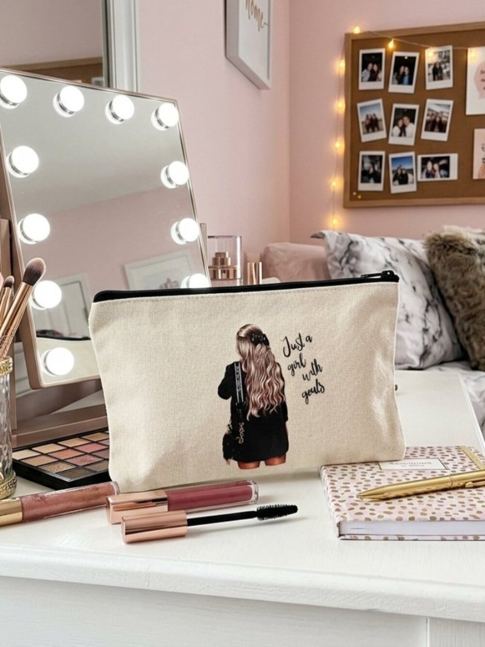 Just A Girl With Goals Cosmetic Bag For Teens
